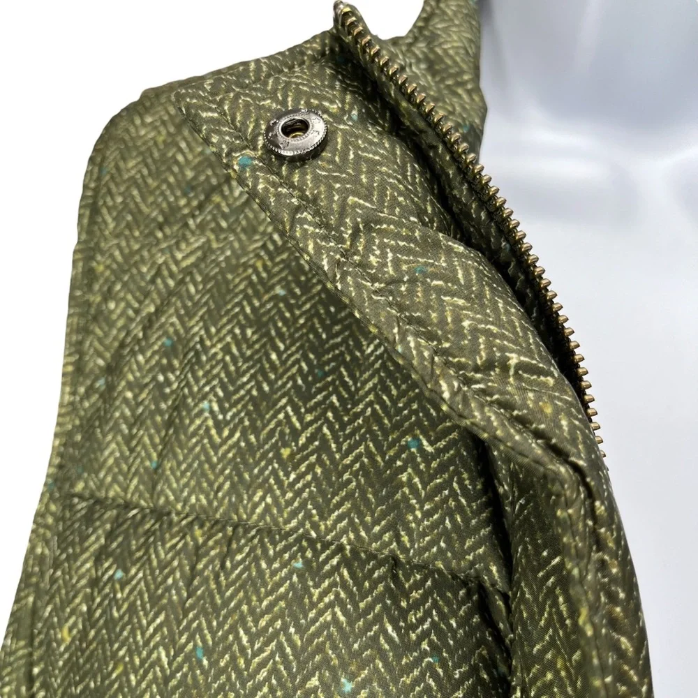 J.‎ Jill Women’s Small Balsam Green Herringbone Chevron Print Puffer Vest